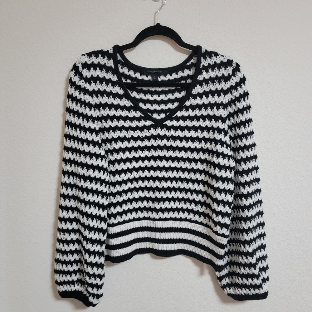 Marc New York Black and White Striped Sweater